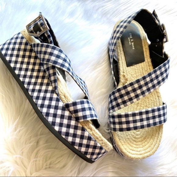 RAG & BONE Megan gingham canvas platform sandals - Picture 5 of 8
